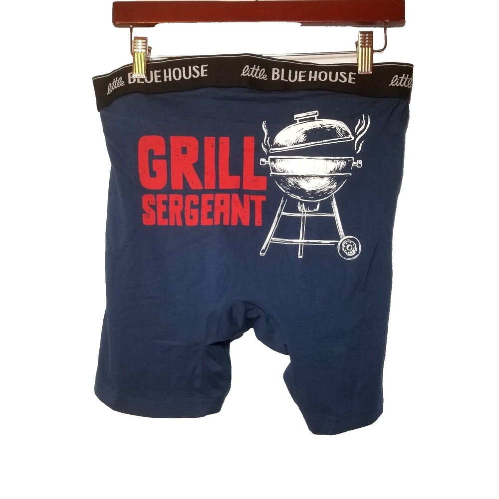 NWT‎ Little Blue House Boxer Briefs Sleepwear Men's Blue "Grill Sergeant" XL